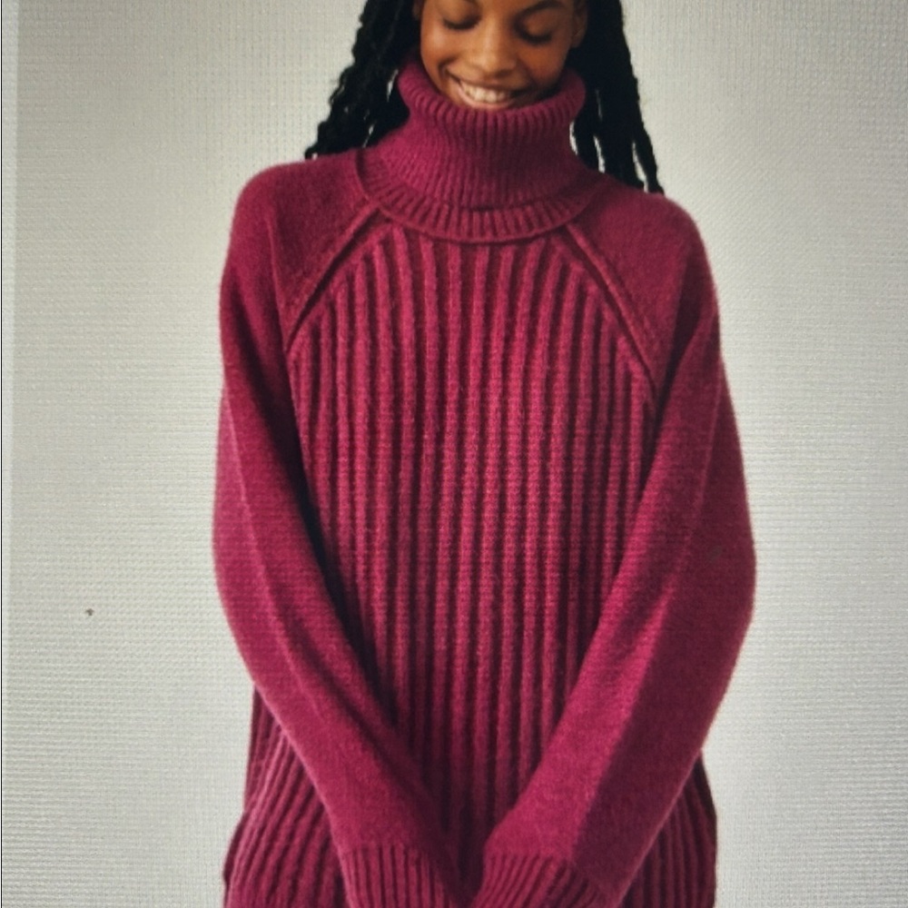Free People Big City Burgundy Turtleneck Sweater